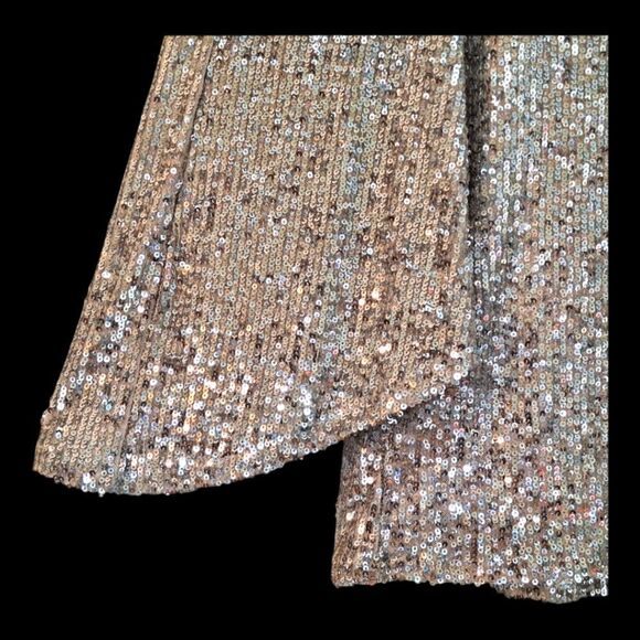 BLING Cable and Gauge M Glitzy Glam Party Top Sequins Split Bell Sleeves Holiday - Picture 5 of 16